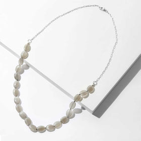 Grey Moonstone Bead & Chain  Necklace