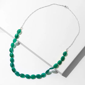 Green Onyx Bead & Chain Necklace
