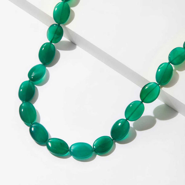 Green Onyx Bead & Chain Necklace