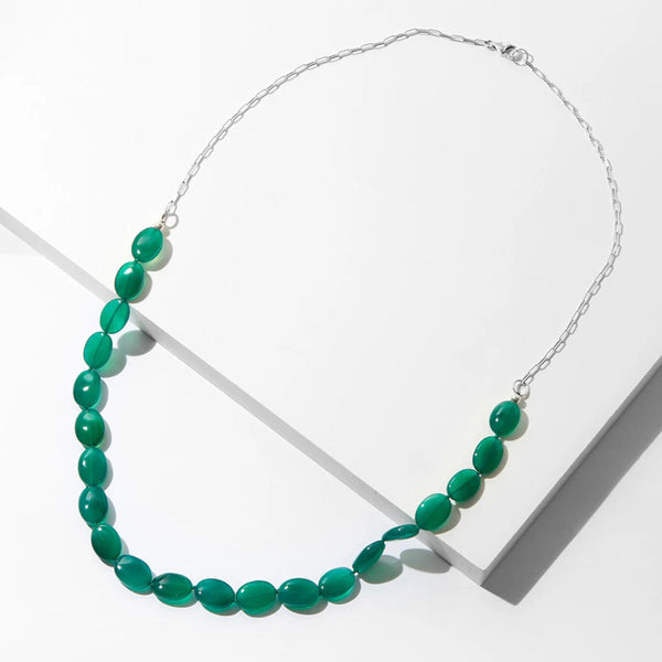 Green Onyx Bead & Chain Necklace
