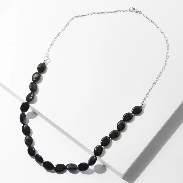 Black Onyx Bead & Chain Necklace