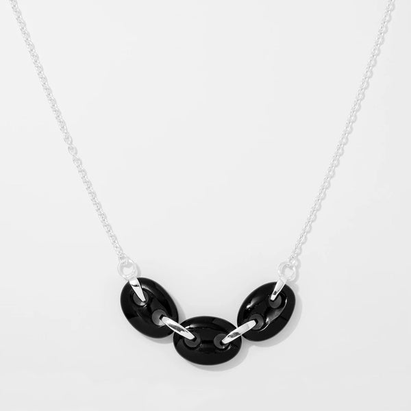 Black Onyx Marine Link Stone Necklace