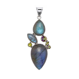 Labradorite, Mystic Quartz, & Peridot Bold Modern Pendant