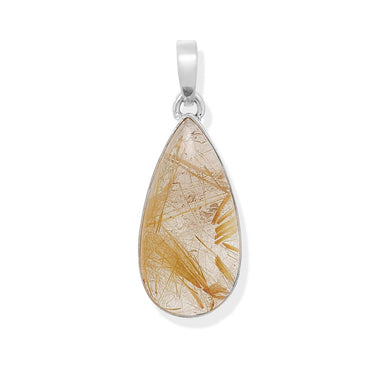 Golden Rutilated Quartz Teardrop Pendant