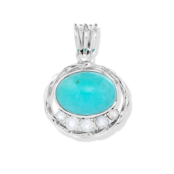 Arizona Turquoise and Rainbow Moonstone Pendant