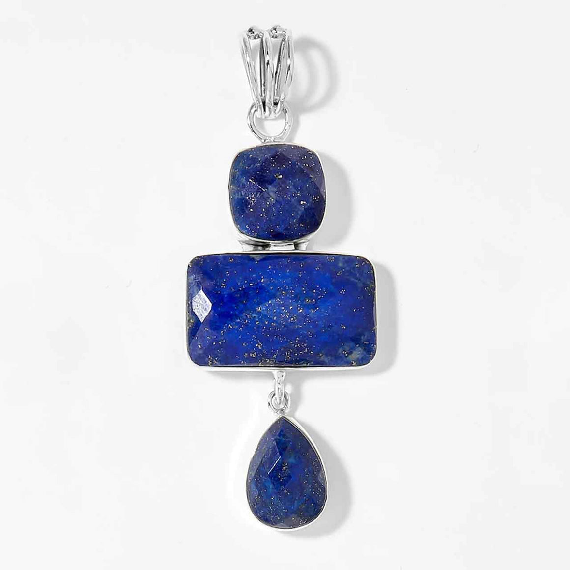 Lapis Checkerboard Cut Pendant