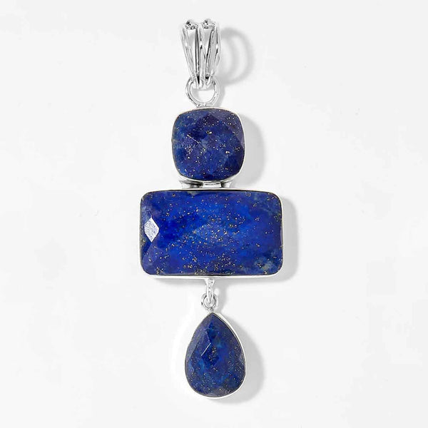 Lapis Checkerboard Cut Pendant