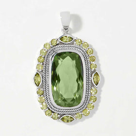 Chrome Coloured Quartz and Peridot Pendant