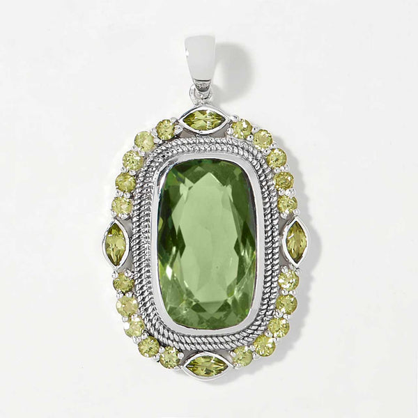 Chrome Coloured Quartz and Peridot Pendant