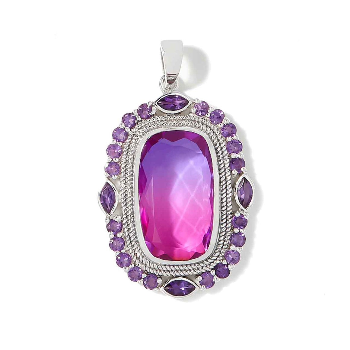 Bi Colour Purple Quartz and Amethyst Pendant