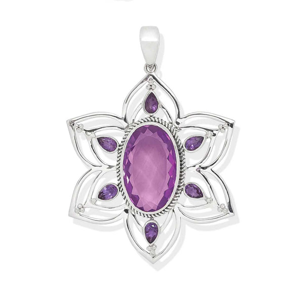 Amethyst Coloured Purple Quartz and Amethyst Pendant