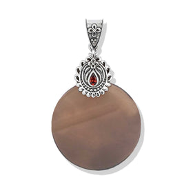 Smokey Quartz and Garnet Disc Pendant