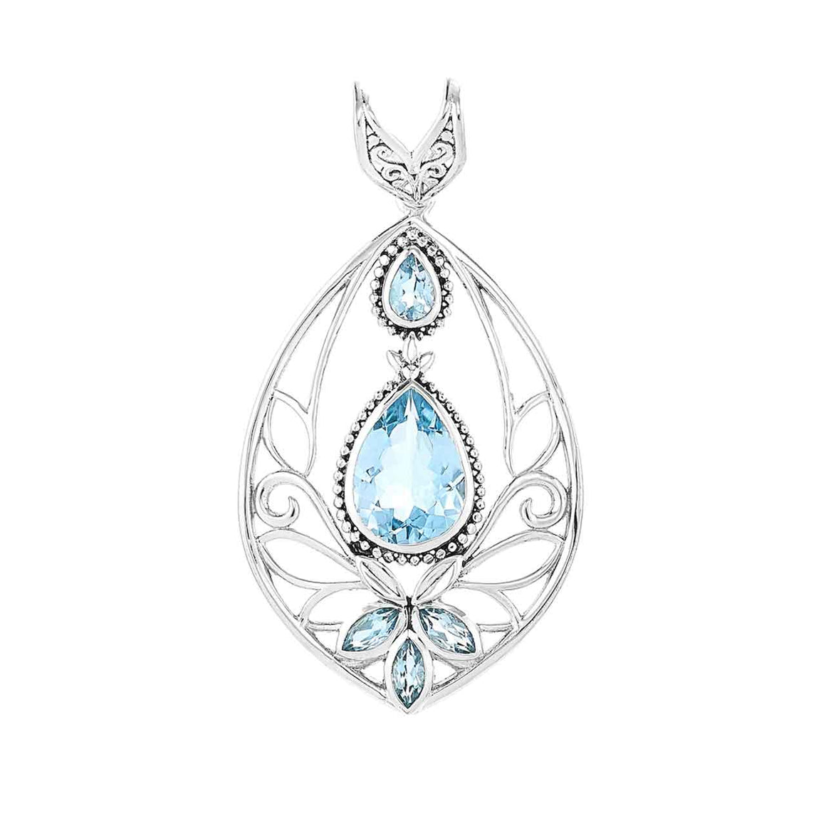 Blue Topaz Scrollwork Pendant