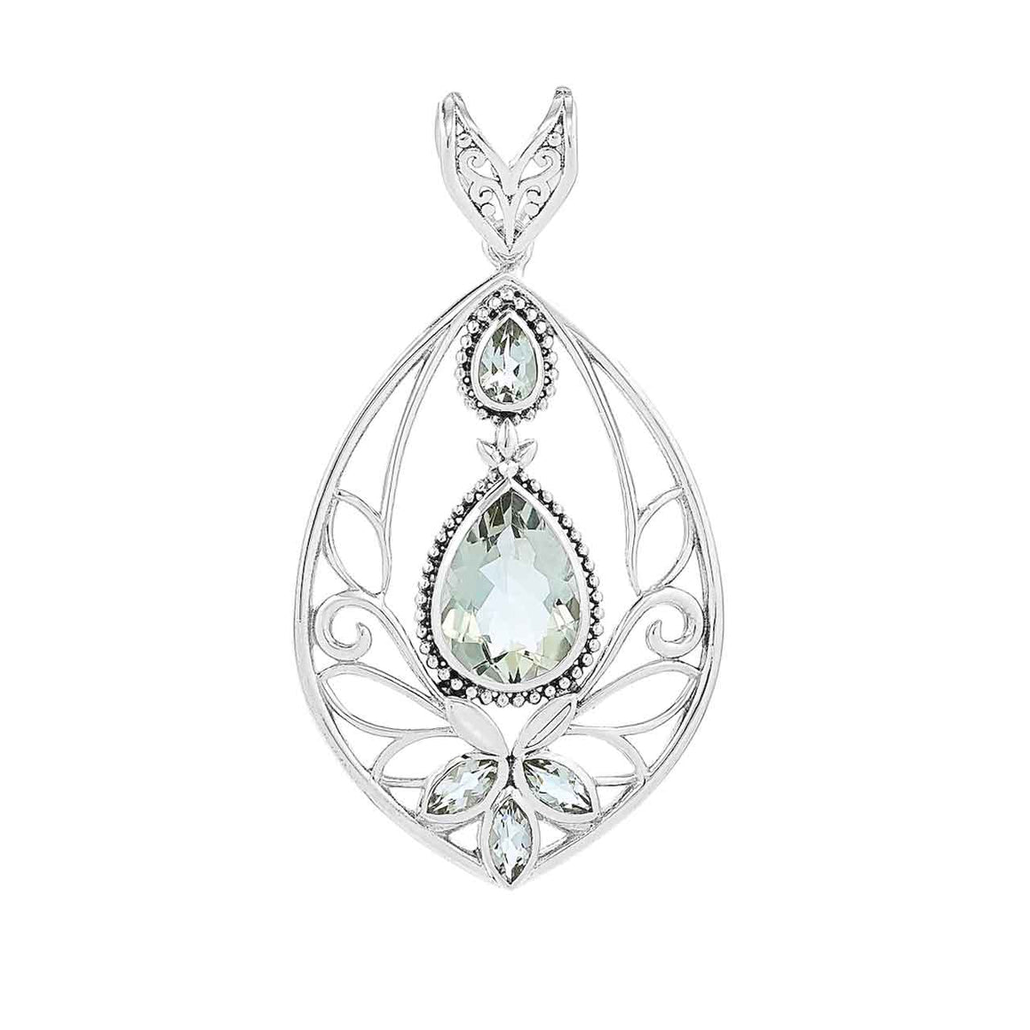 Green Amethyst Scrollwork Pendant