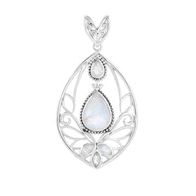 Rainbow Moonstone Scrollwork Pendant