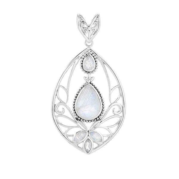 Rainbow Moonstone Scrollwork Pendant