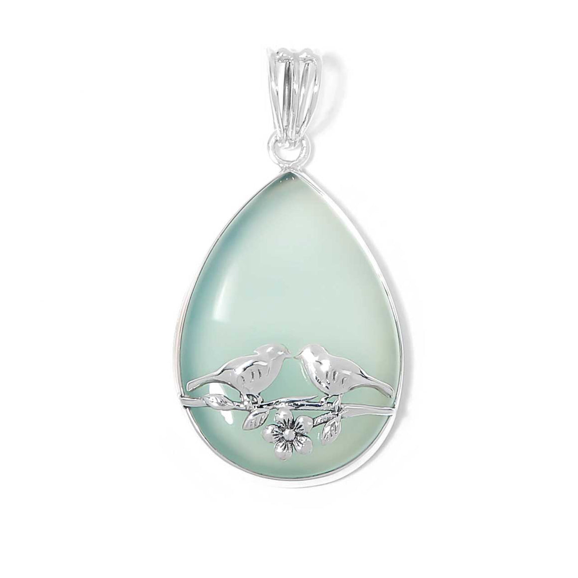 Aqua Chalcedony Lovebirds Pendant