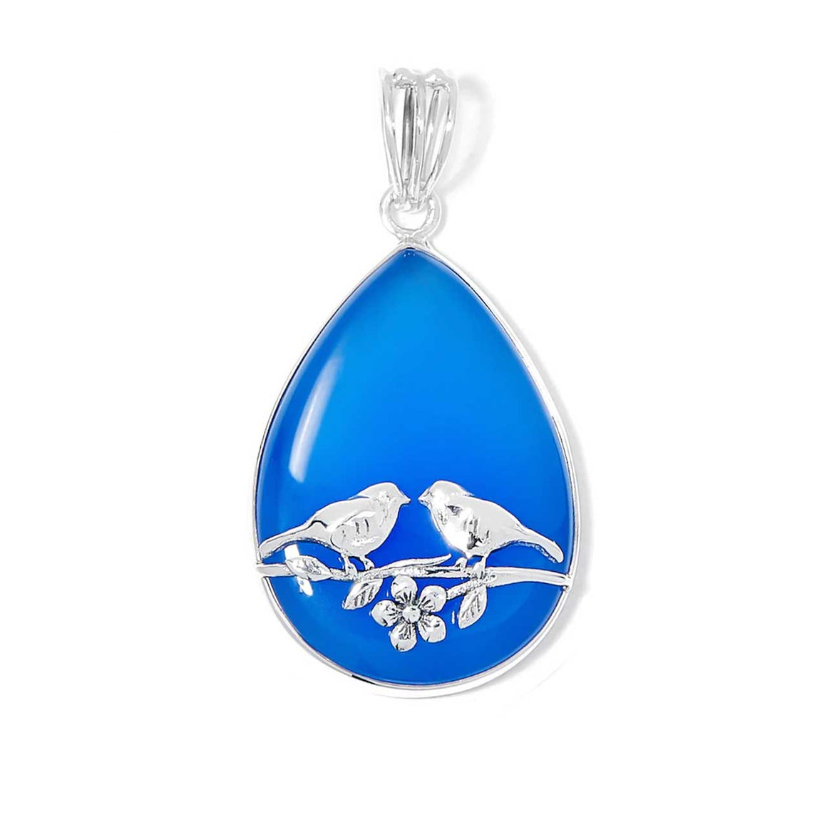 Blue Chalcedony Lovebirds Pendant