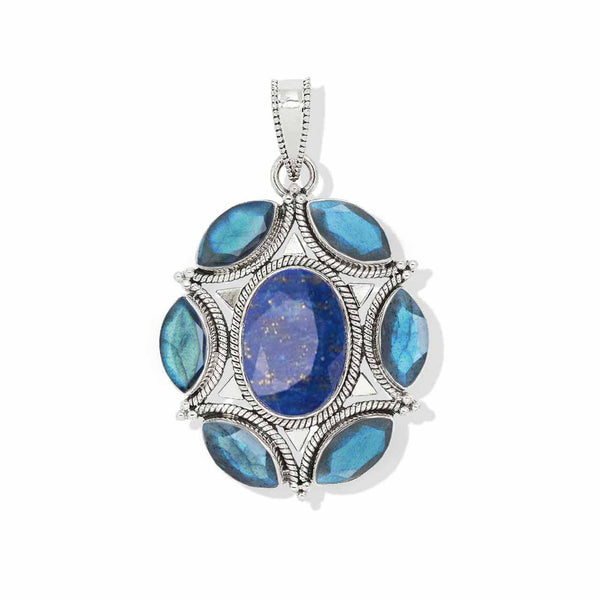 Faceted Lapis and Labradorite Pendant