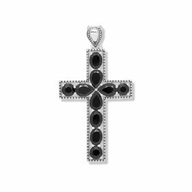 Sterling Silver Black Spinel Cross Pendant
