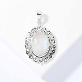 Rainbow Moonstone Scrollwork Pendant