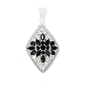 Black Spinel and White Topaz Pendant