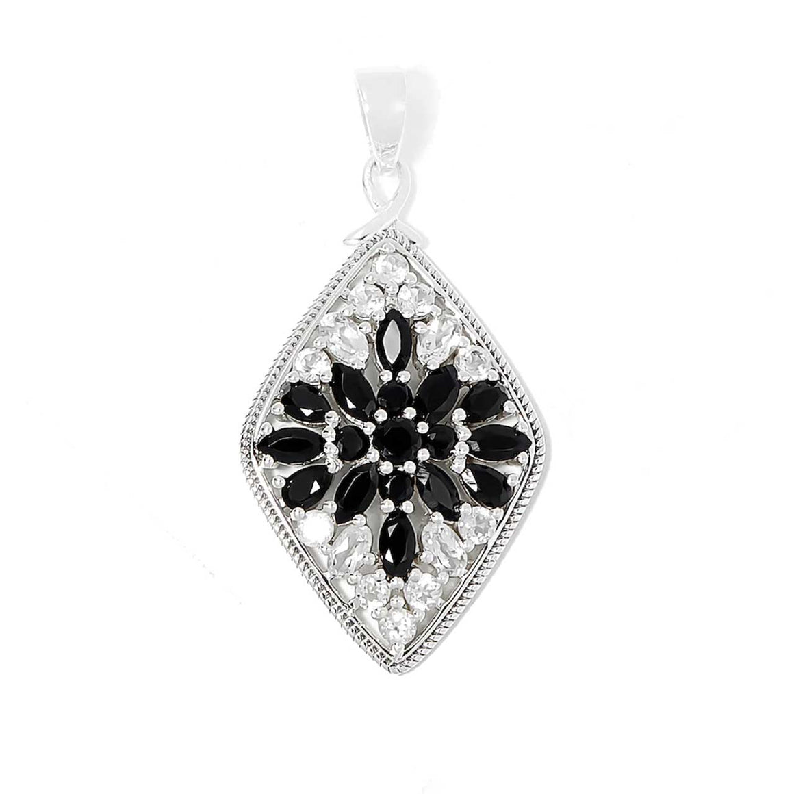 Black Spinel and White Topaz Pendant