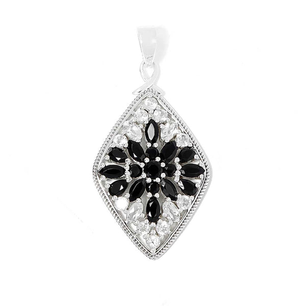 Black Spinel and White Topaz Pendant