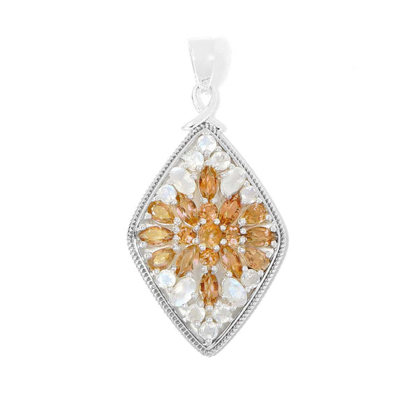 Citrine and Rainbow Moonstone Pendant