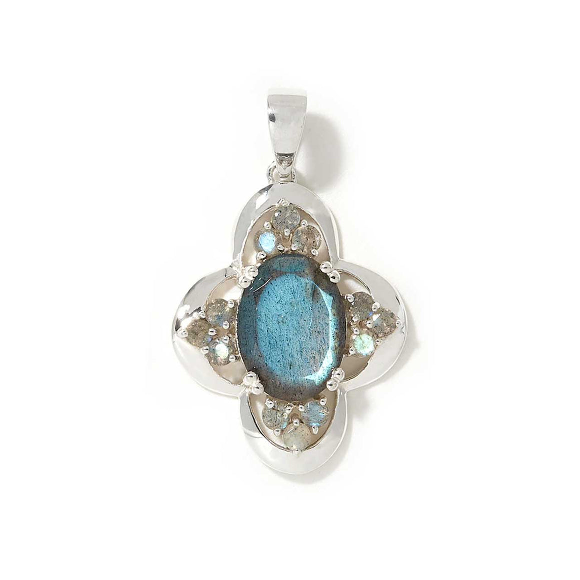 Labradorite Faceted 12x16mm Oval Pendant
