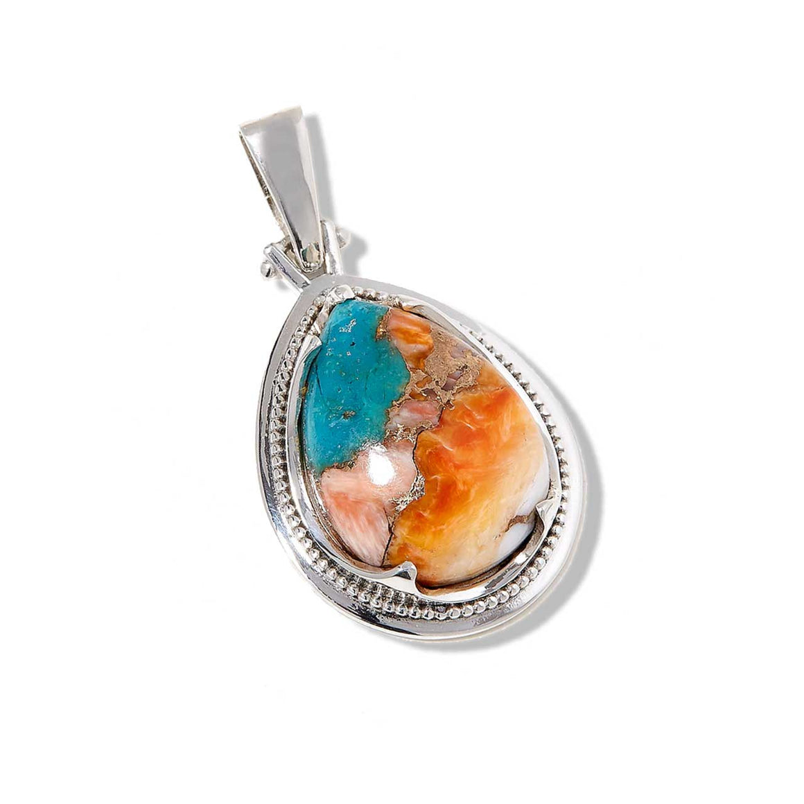 Spiny Oyster Turquoise Teardrop Pendant