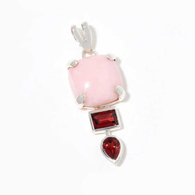 Pink Opal and Garnet Pendant