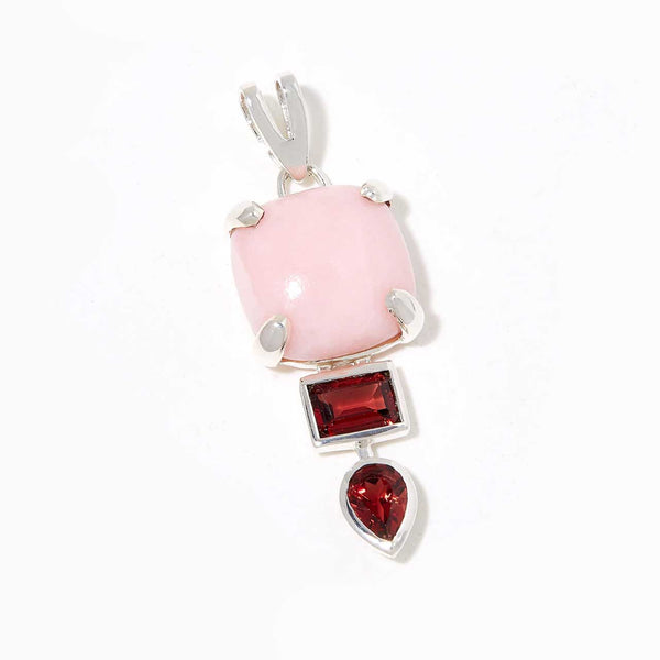 Pink Opal and Garnet Pendant
