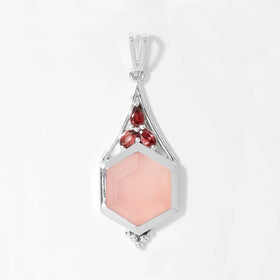 Pink Chalcedony & Garnet Pendant