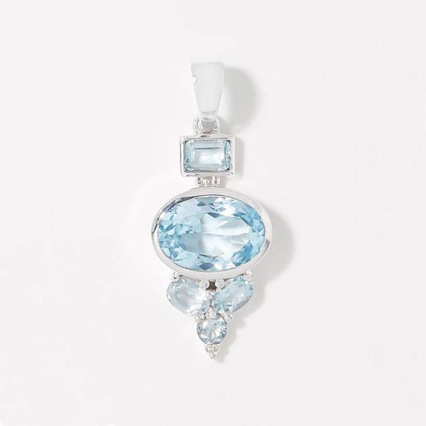 Blue Topaz Modern Oval Pendant