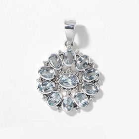 Sky Blue Topaz Floral Pendant