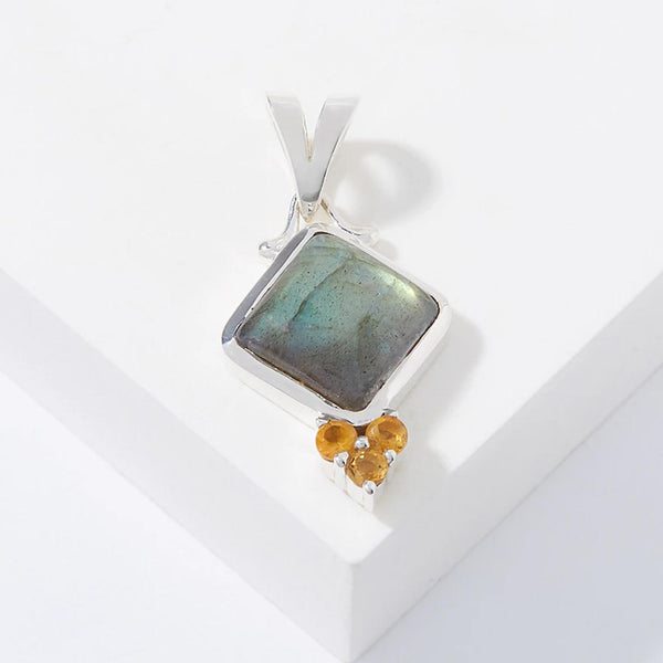 Golden Labradorite and Citrine Pendant