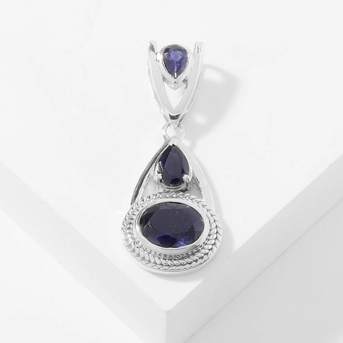 Iolite Braided Motif Pendant