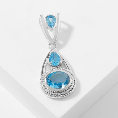 Swiss Blue Topaz Braided Motif Pendant
