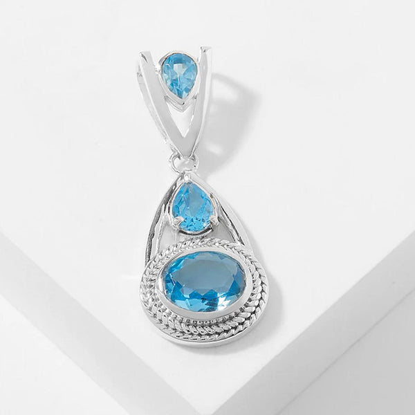 Swiss Blue Topaz Braided Motif Pendant