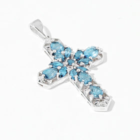 Blue Topaz Cross Pendant