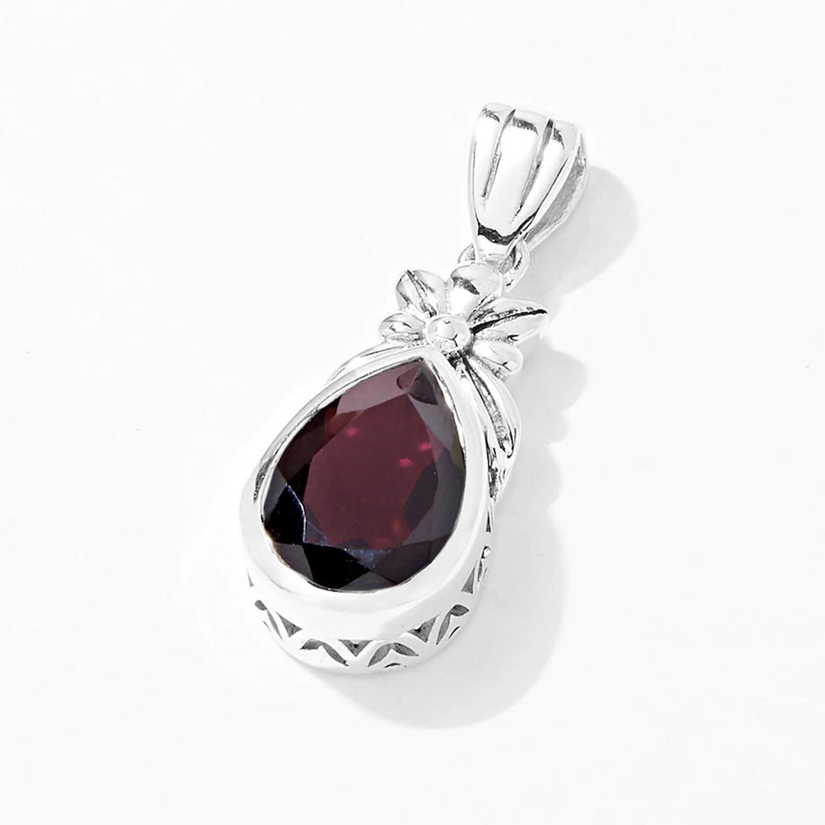 Garnet Floral Motif Pendant