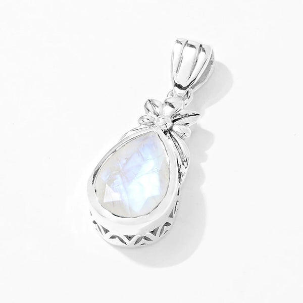 Rainbow Moonstone Floral Motif Pendant