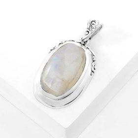 Rainbow Moonstone Decorative Bail Pendant