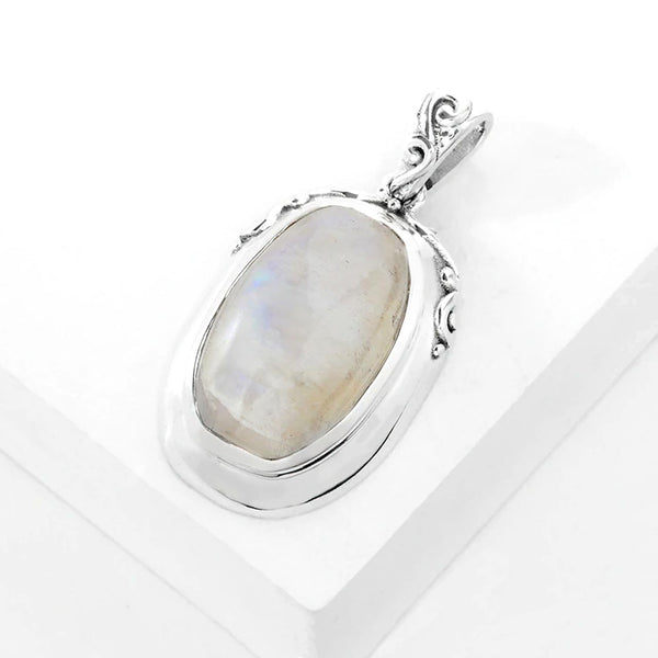 Rainbow Moonstone Decorative Bail Pendant