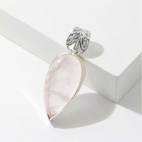 Rose Quartz Decorative Fixed Bail Pendant