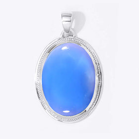 Blue Chalcedony Double Sided Hummingbird Pendant