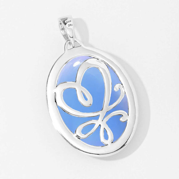 Blue Chalcedony Double Sided Heart Pendant