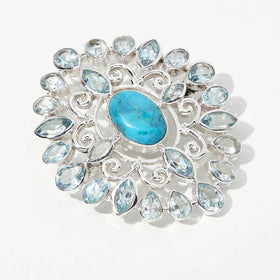 Mohave Turquoise and Blue Topaz Pin/Pendant