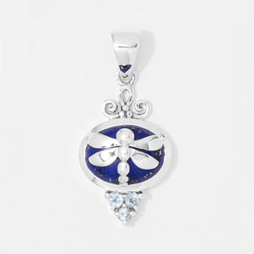 Lapis and Blue Topaz Dragonfly Pendant